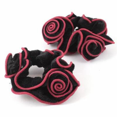 2 Pcs Black Red Flower Shaped Stretchy Hair Bands Ponytail Holder Hair Ties
