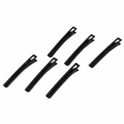 Metal Spring Loaded Flat Prong Alligator Hair Clip Teeth Barrette Black 6pcs