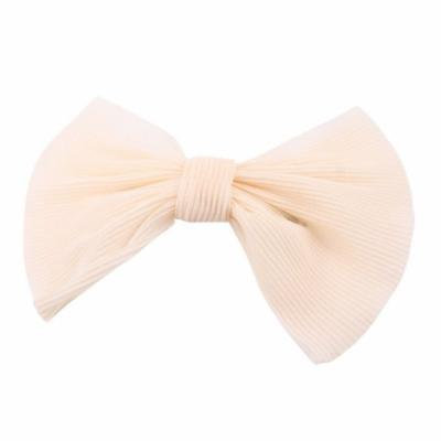 Bow Decor Spring French Clip Hair Barrette Ornament Beige for Woman