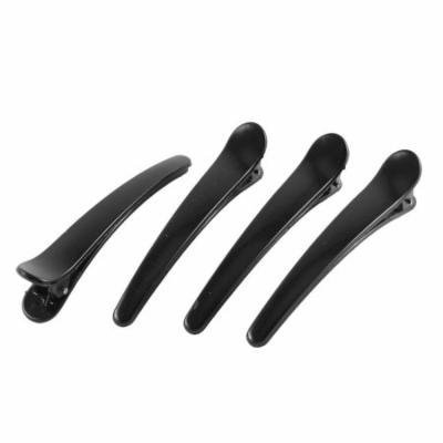 Lady 9.5cm Long Black Plastic Alligator Barrette Single Prong Hair Clip 4 PCS
