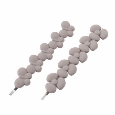 Gray Plastic Butterfly Flower Accent Hair Bobby Pin Barrettes Pair for Lady