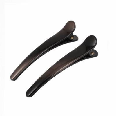 2 Pcs Black Plastic Round Tip Alligator Teeth Hair Clips for Ladies