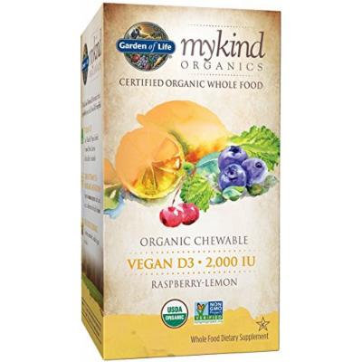 Garden of Life Mykind Organics 2000 IU Vegan D3 Chewable Tablet, Raspberry/Lemon, 30 Count