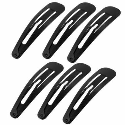 Ladies Black 9cm Length Bendy Snap Hair Clips Hairpins 3 Pairs