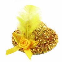 Faux Feather Bow Decor Top Hat Lady Women Alligator Hair Clip Yellow