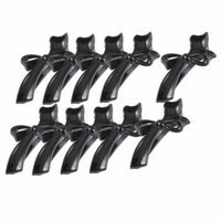 Girls Bowknot Design Plastic Ornament Hair Alligator Clip Black 10 Pcs