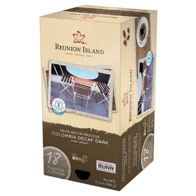 Reunion Island RI58201 Swiss Water Process Dark Decaf Single Serve Coffee Pods, 18-count