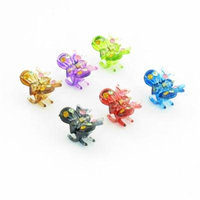6 Pcs Ladies Shiny Rhinestone Decor Butterfly Hair Claw Barrette Green Red