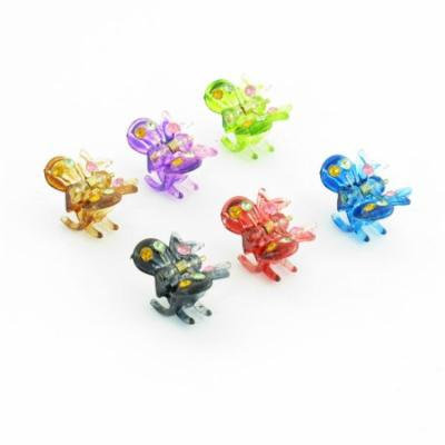 6 Pcs Ladies Shiny Rhinestone Decor Butterfly Hair Claw Barrette Green Red