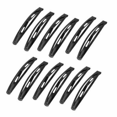 Black Metal Bow Prong Clamps Snap Hair Clips Barrettes 3