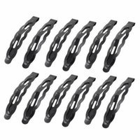 Black Metal Wave Shape Bow Prong Snap Hair Clips Barrettes 2.4