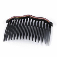 Purple Rhinestone Decor Plastic Black Comb Hair Clip for Ladies Girls