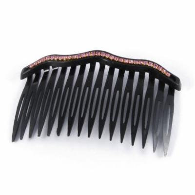 Purple Rhinestone Decor Plastic Black Comb Hair Clip for Ladies Girls