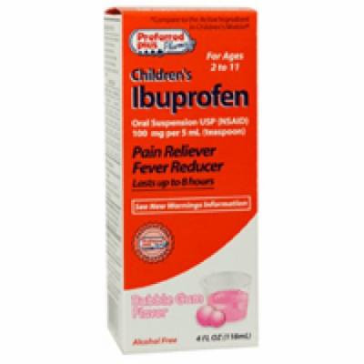 Ibuprofen Childrens Oral Suspension Usp 100 Mg By Kpp, Bubble-Gum Flavor - 4 Oz