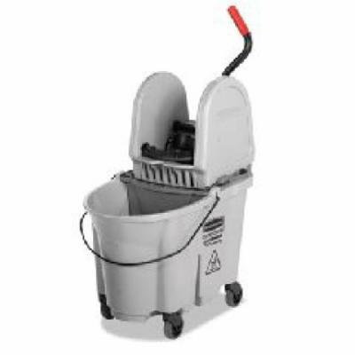 Rubbermaid Commercial Gray Executive WaveBrake Down-Press Mop Bucket, 35 qt