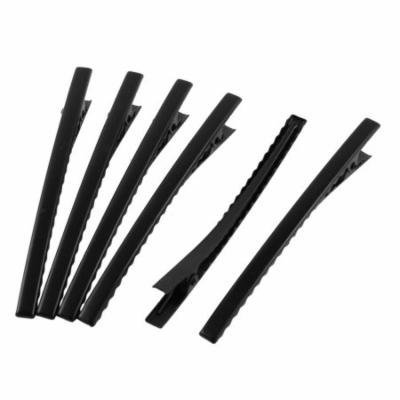 Spring Loaded Single Rectangle Shape Hair Clips Alligator Barrette 6 Pcs Black