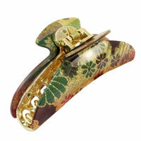 Ladies Household Spring Loaded Moon Shape Hair Claw Clip Red Green Gold Tone