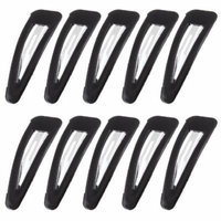 Ladies Black Plastic Metal Bow Prong Hair Clips 7cm Length 10 Pcs