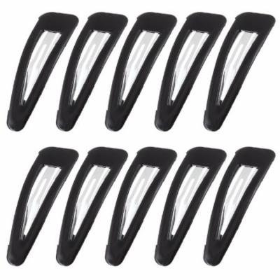 Ladies Black Plastic Metal Bow Prong Hair Clips 7cm Length 10 Pcs
