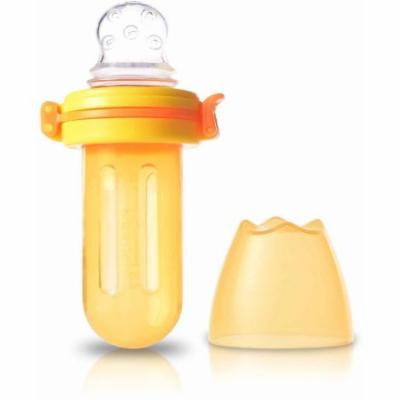 Kidsme Food Squeezer with Separate Sac for Semi-Solid Food, BPA-Free, Orange/Yellow