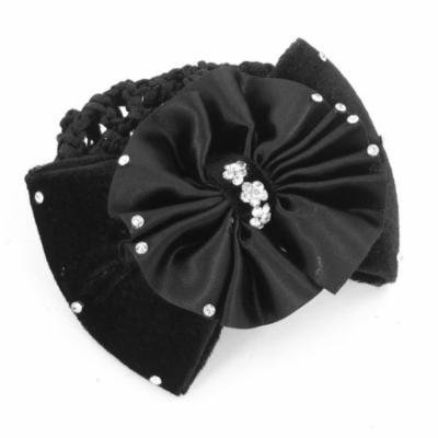 Black Bow Detail Pony Tail Net Bun Hair Clip for Girls
