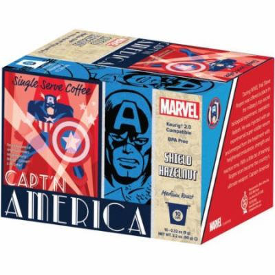 Marvel Captain America Shield Hazelnut Medium Roast Coffee Single Serve Cups, .32 oz, 10 count