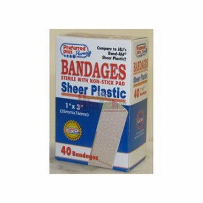 Preffered Plus Bandages Sheer Plastic 1, Latex Free - 40 Ea