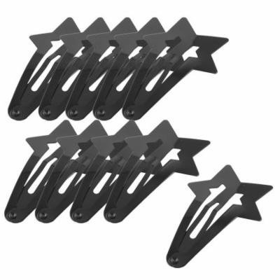 5 Pair DIY Hairdo Black Metallic Pentagram Bow Prong Hair Clips for Ladies