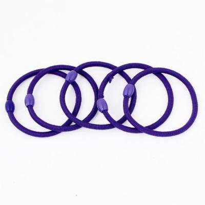 5 x Elastic Purple Ellipse Bead Ponytail Holder Hair Band