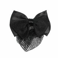 Lady Woman Bowknot Accent Black French Clip Barrette w Hair Net