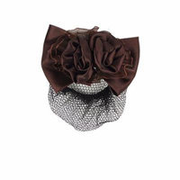 Lady Hairdressing Coffee Color Bowknot Hair Clip w Net