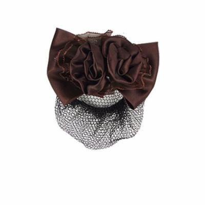 Lady Hairdressing Coffee Color Bowknot Hair Clip w Net