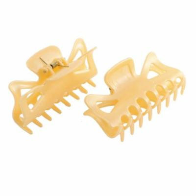 2 Pcs Plastic Spring Loaded Claws Hair Clip Hairpin Light Yellow for Women
