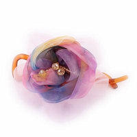 Faux Rhinestone Bead Decor Flower Twisted Banana Hair Clip Claw Light Purple