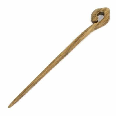 Woman Hairstyle Swirl Style Carved Wood Hair Pin Hairstick Brown
