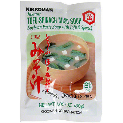 Kikkoman Instant Tofu-Spinach Miso Soup Mix, 1.05 oz (Pack of 12)