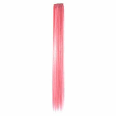 Synthetic Fiber Costume Straight Clip in Hair Extensions DIY 46cm Length Pink