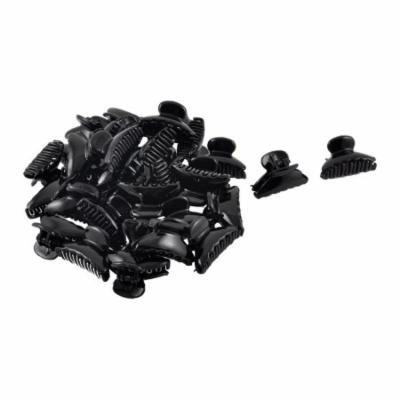 Women 14 Teeth Design Pony Mini Black Plastic Hair Claw Hairpin 36 Pcs