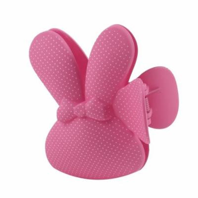 Dots Print Rabbit Shaped Barrette Hair Clamp Clip Coral Pink for Girls