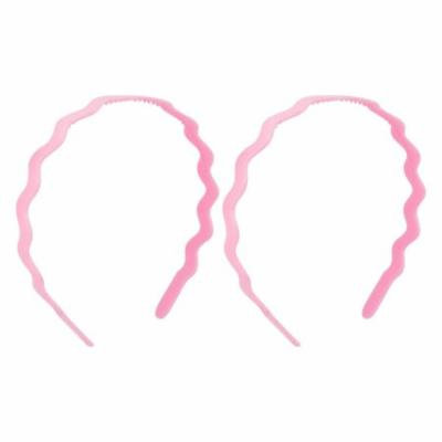 Women Wavy Style Plastic Hair Hoop Headband Hairband Pink 2 Pcs