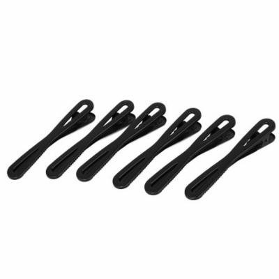 Metal Flat Single Prong Alligator Hair Clip Barrette Clamp Black 6pcs