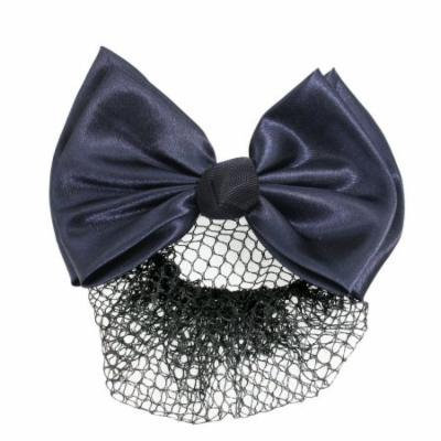 Lady Woman Bowknot Accent Blue French Clip Barrette w Hair Net