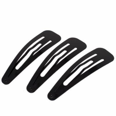 3 Pcs DIY Hairdressing Bendy Slides Grips Snap Bobby Pin Hair Clip Black