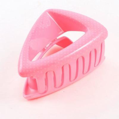 Dots Pattern Triangle Design Plastic Hair Claw Barrette Pink for Women