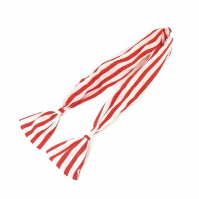Red White Strip Print Chiffon Wrapped Metal Wire Headband Hair Band for Women