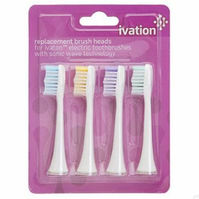 Replacement Brush Heads for: Ivation Rechargeable Electric Toothbrushes w/Sonic Wave Technology - 4-Pack, Color Coded