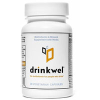 Drinkwel for Hangovers, Nutrient Replenishment & Liver Support (30 Vegetarian Capsules with Organic Milk Thistle, N-acetyl Cysteine, Alpha Lipoic Acid, and DHM) (Travel Size Bottle)