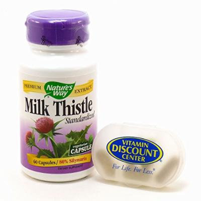 Bundle - 2 Items: 1 Bottle of Milk Thistle by Nature's Way 60 Capsules and 1 VDC Pill Box