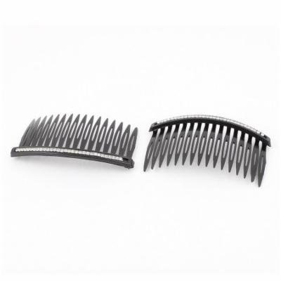 Black Metal Hair DIY Faux Rhinestone Salon Comb Twist Clamp Clip for Women 2 PCS