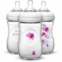 Philips Avent BPA-Free Natural Girl Safari Baby Bottles, 9 Ounce, 3 Pack